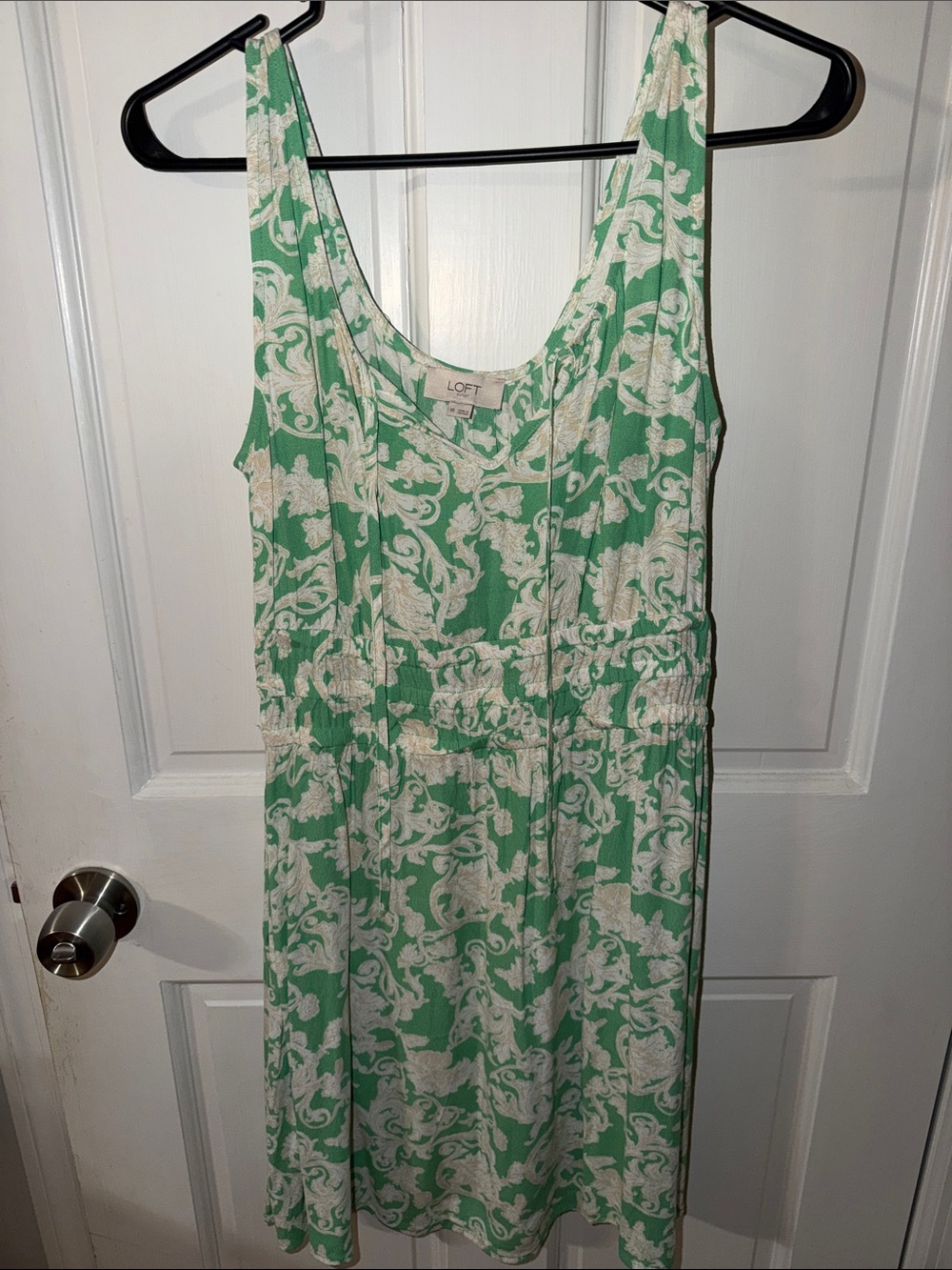 LOFT Green and Cream Baroque Tank Midi Dress size XS
